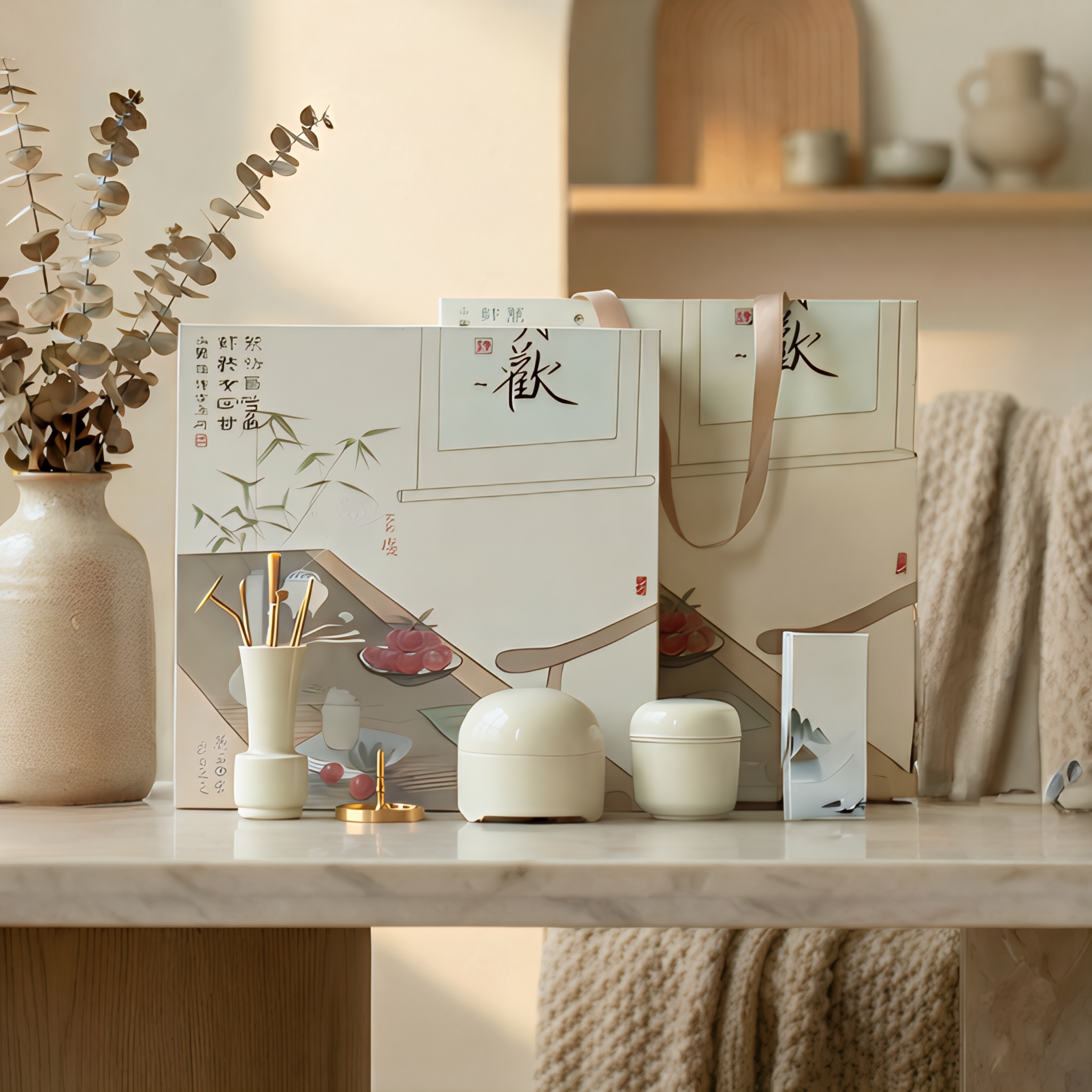 LUMINA White Porcelain Incense Seal Ritual Set (10 Pieces)