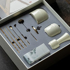 LUMINA White Porcelain Incense Seal Ritual Set (10 Pieces)
